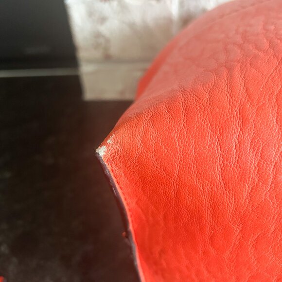 Calvin Klein Purse, Reversible Leather Look Orange Purse Shoulder Bag Drawstring - Picture 8 of 9